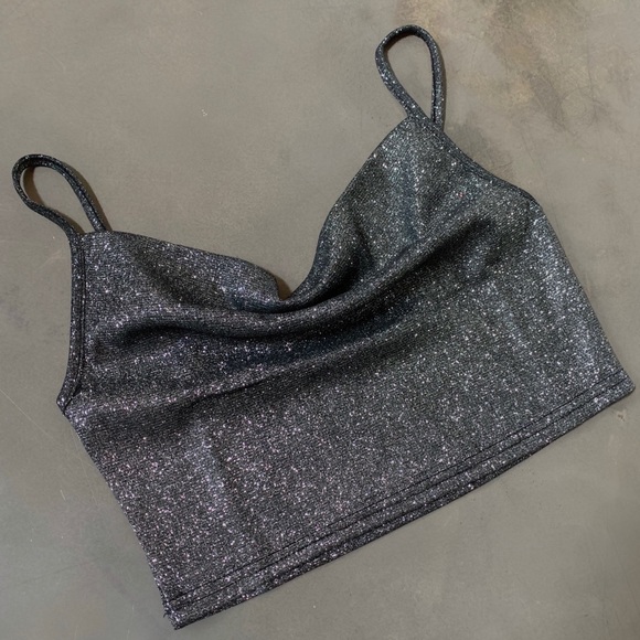 LAST ONE! mariposa | sparkly cowl neck crop top - Picture 1 of 6